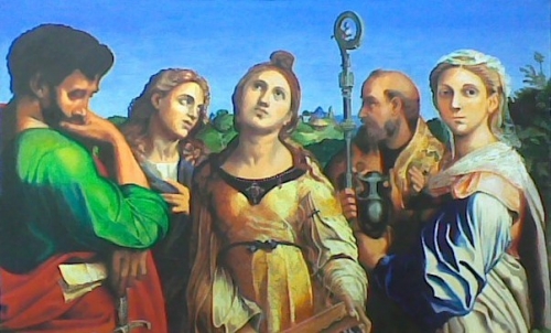 C&auml;cilia (Teilansicht nach Raffael), 2010, &Ouml;l auf Leinwand, 44x71 cm